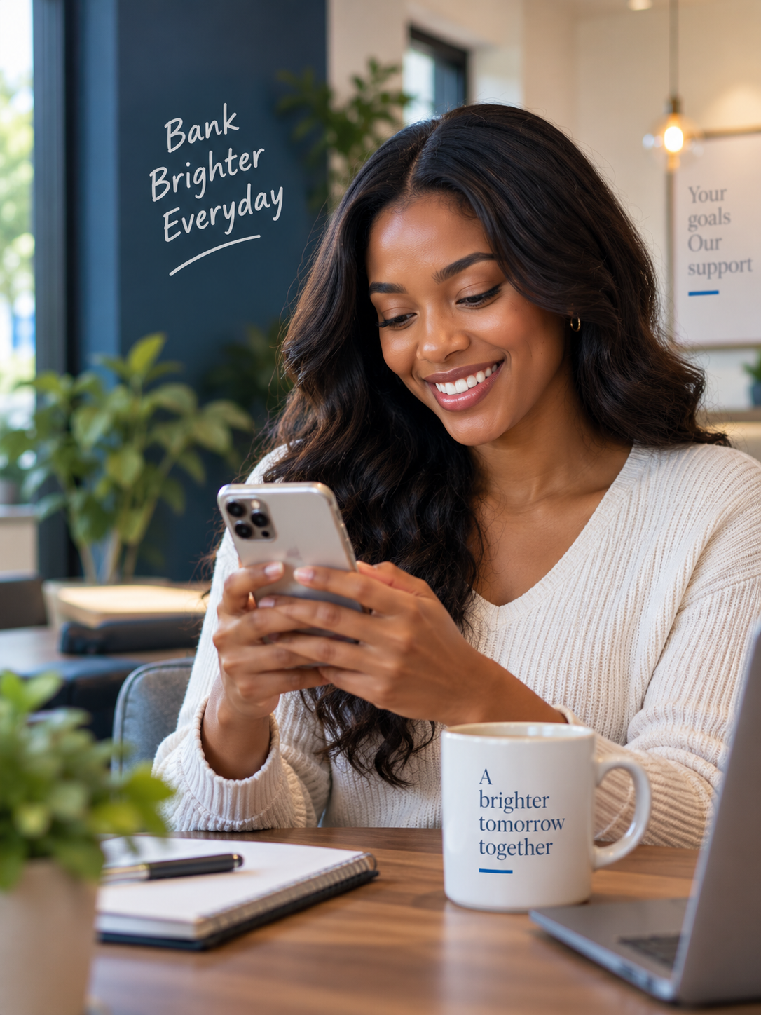 Woman using a smartphone for everyday banking