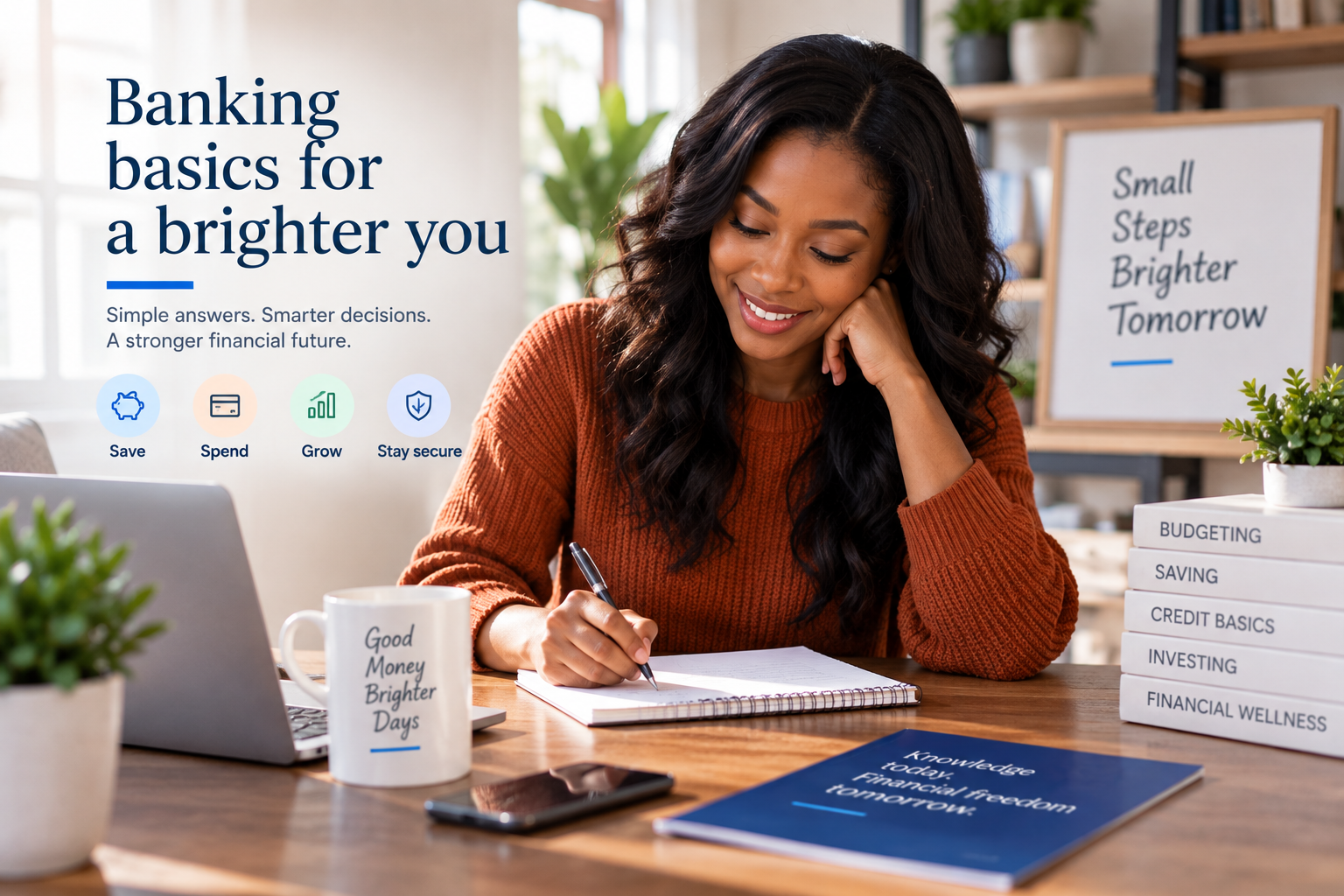 Woman learning about banking and financial planning
