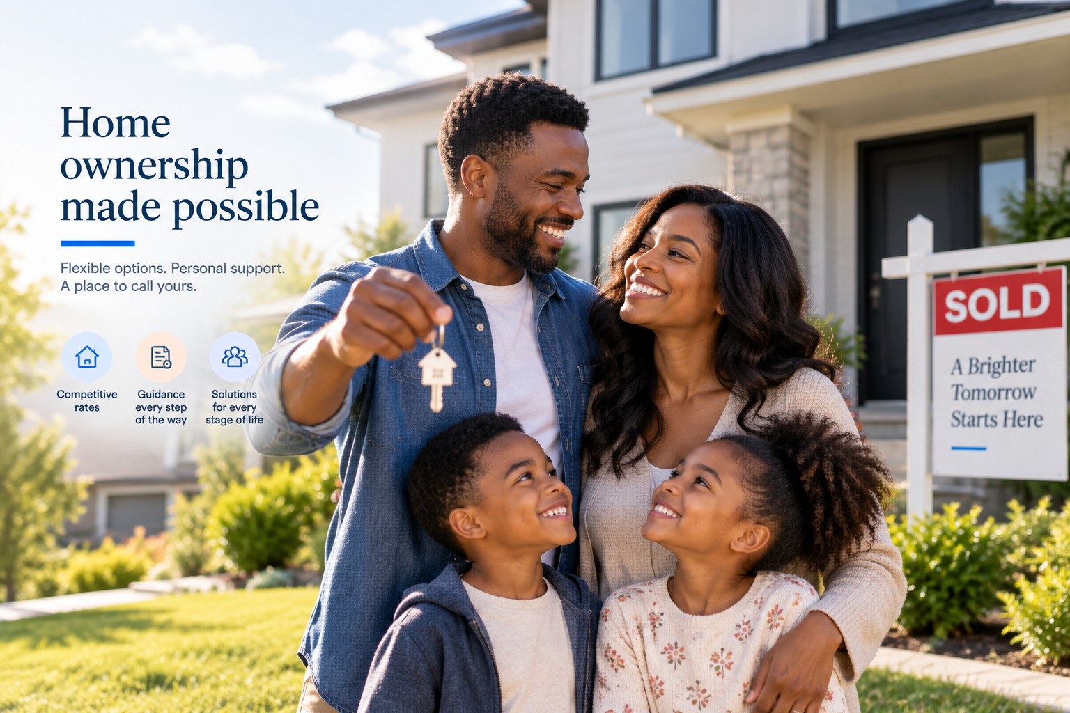 Family celebrating a new home