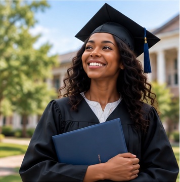 Graduate celebrating with diploma