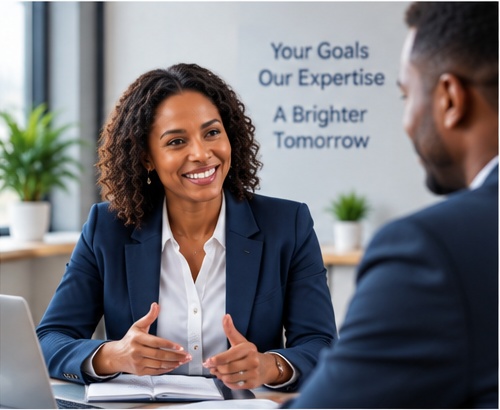 Financial advisor speaking with a client