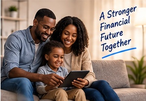 Family reviewing finances together